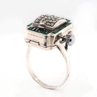 Ogden of Harrogate Jewellery Vintage Marcasite Watch Ring with Green Paste Stones – A Rare Masterpiece