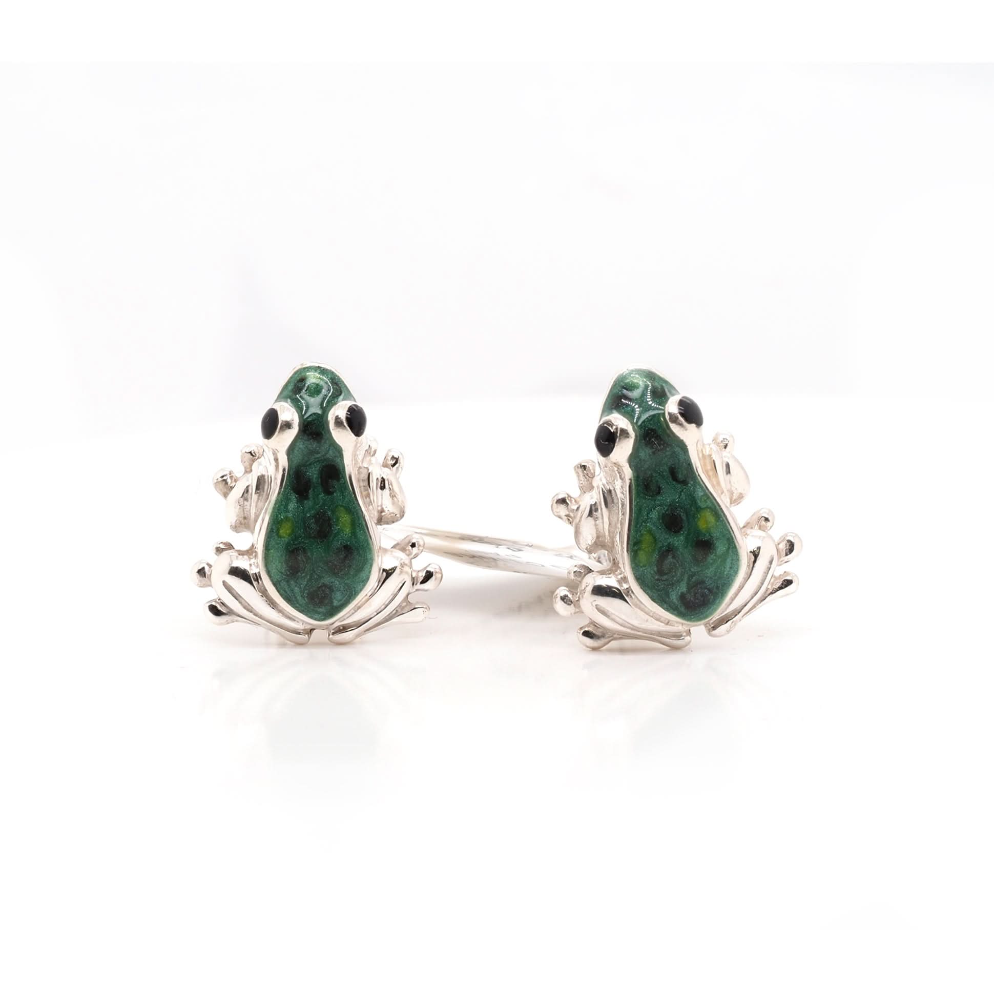 Ogden of Harrogate Mens Accessories A Pair of Silver Enamel Frog Cufflinks