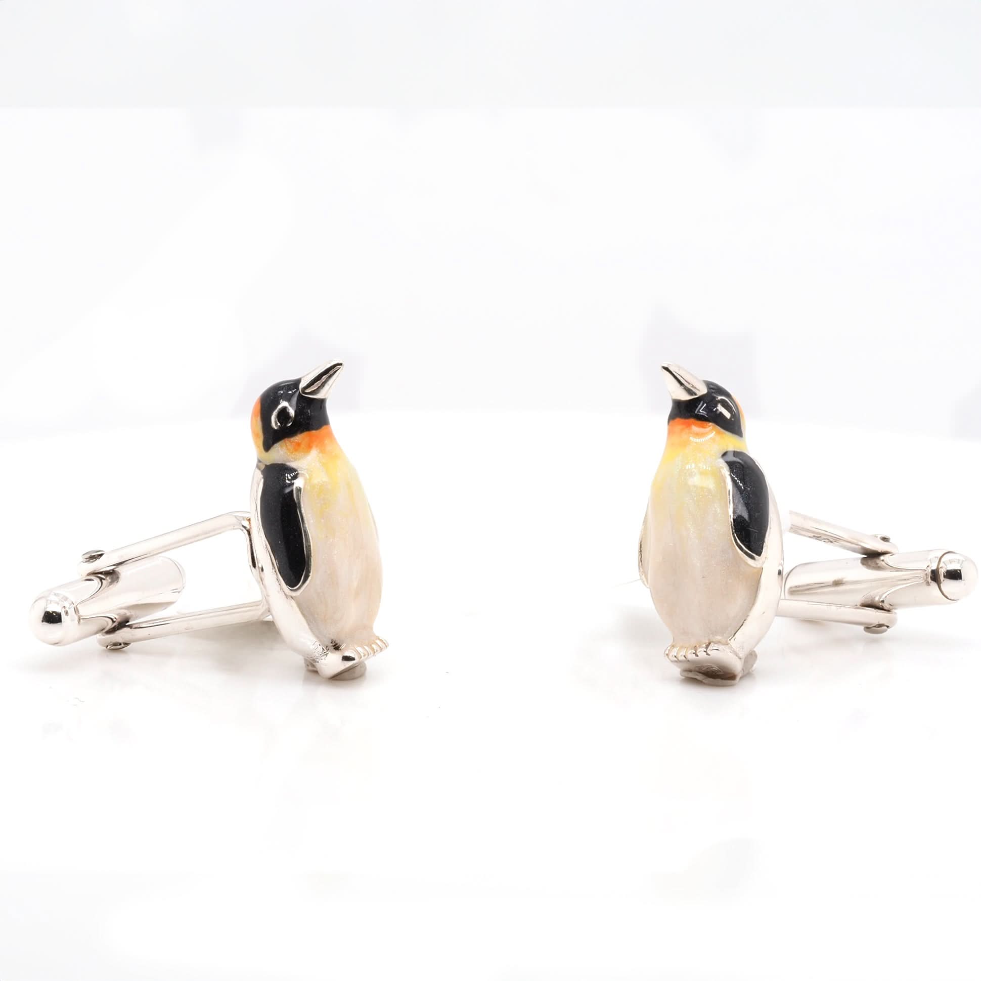 Ogden of Harrogate Mens Accessories A Pair of Silver Enamel Penguin Cufflinks