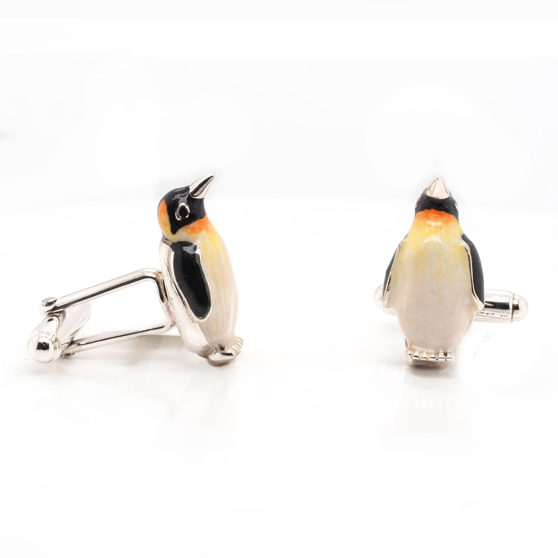 Ogden of Harrogate Mens Accessories A Pair of Silver Enamel Penguin Cufflinks