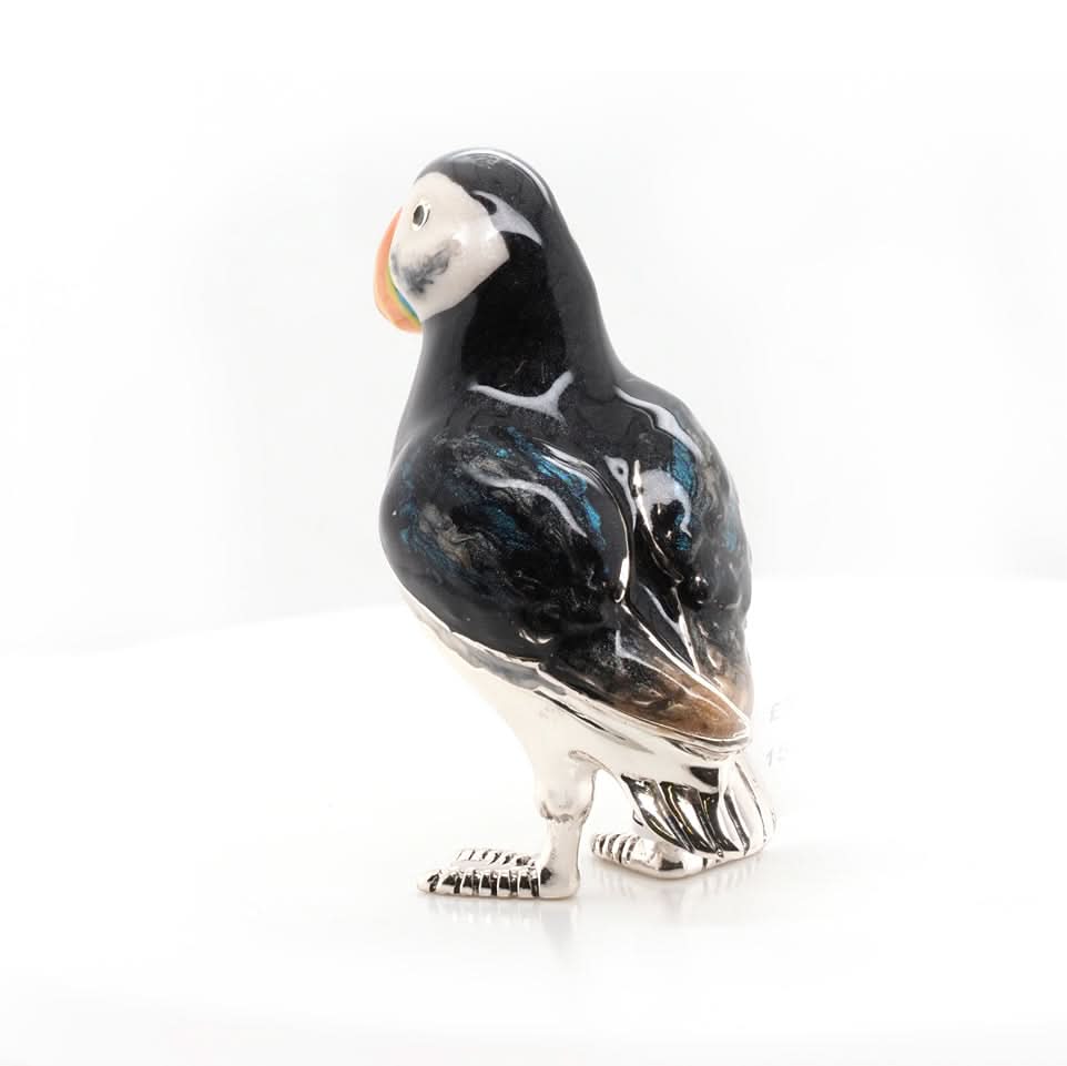 Ogden Of Harrogate Silverware Homewares Gifts Handcrafted Silver and Enamel Large Puffin