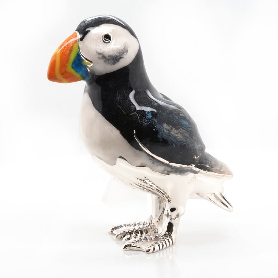 Ogden Of Harrogate Silverware Homewares Gifts Handcrafted Silver and Enamel Large Puffin