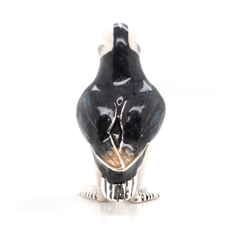 Ogden Of Harrogate Silverware Homewares Gifts Handcrafted Silver and Enamel Puffin with Eel