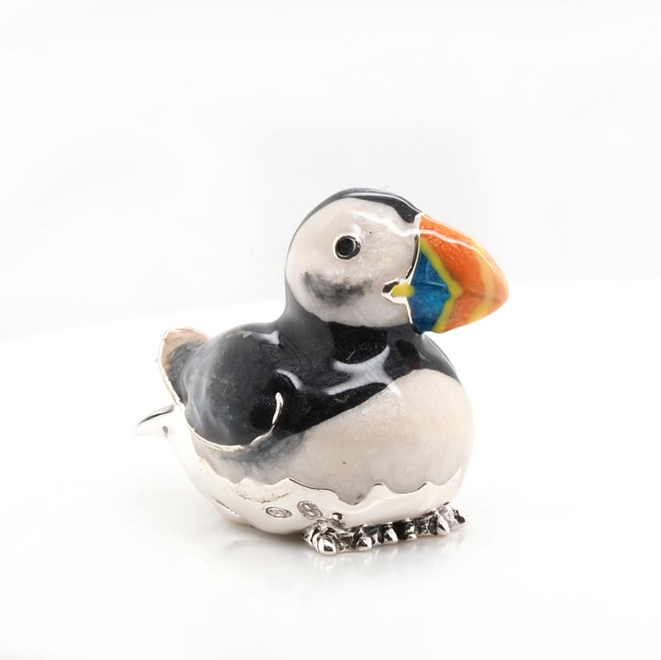 Ogden Of Harrogate Silverware Homewares Gifts Handcrafted Silver and Enamel Sitting Puffin