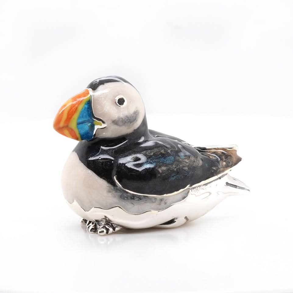 Ogden Of Harrogate Silverware Homewares Gifts Handcrafted Silver and Enamel Sitting Puffin
