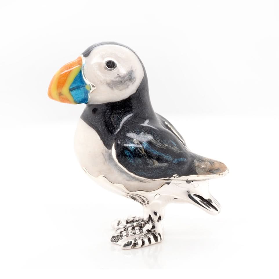 Ogden Of Harrogate Silverware Homewares Gifts Handcrafted Silver and Enamel Small Puffin