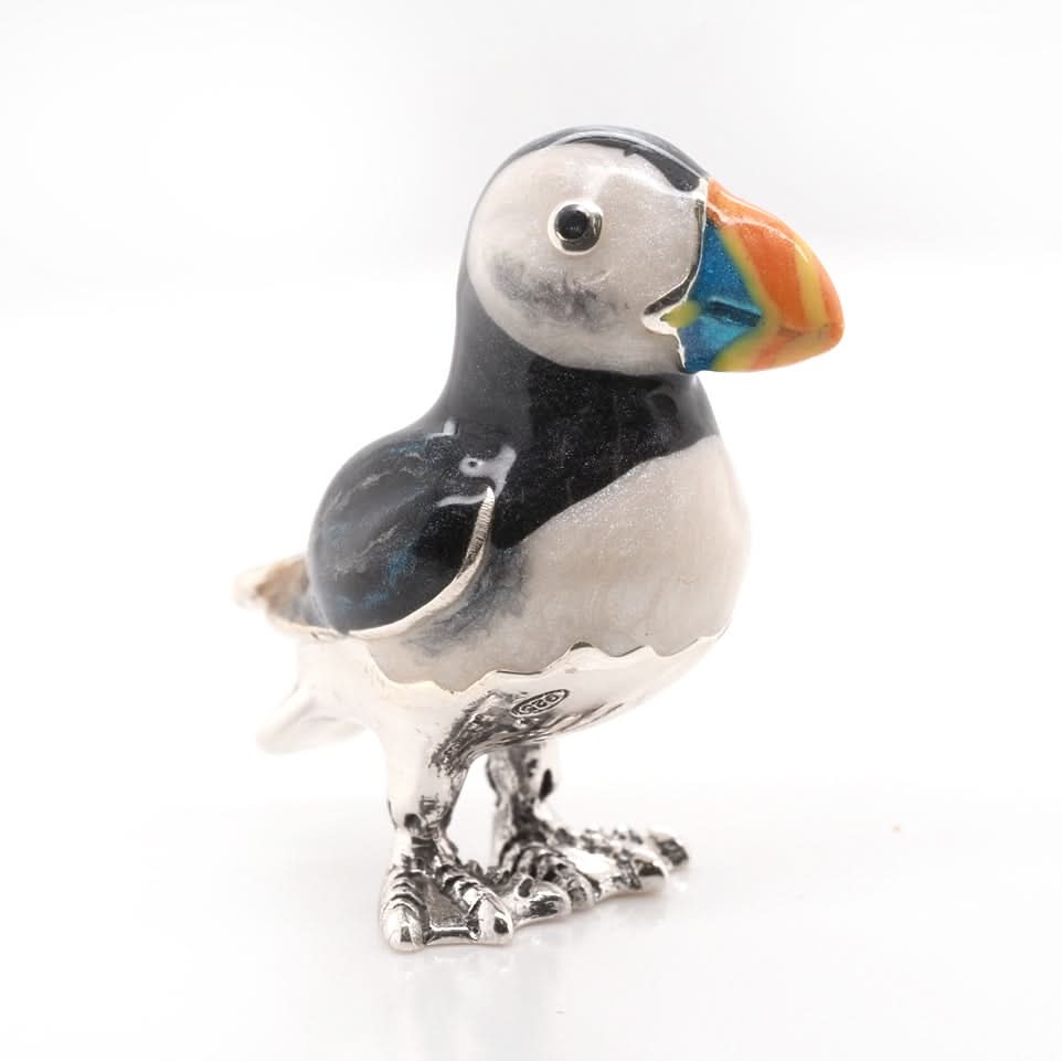 Ogden Of Harrogate Silverware Homewares Gifts Handcrafted Silver and Enamel Small Puffin