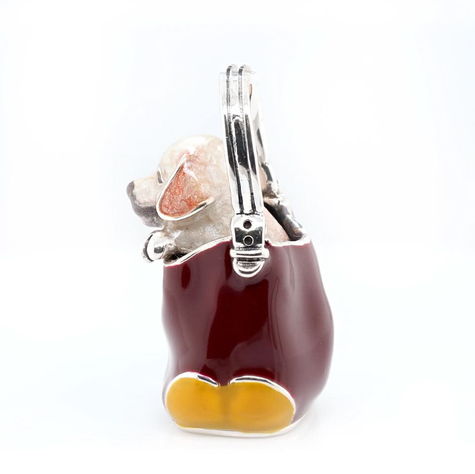 Ogden Of Harrogate Silverware Homewares Gifts Silver and Enamel Dog in a Handbag Ornament