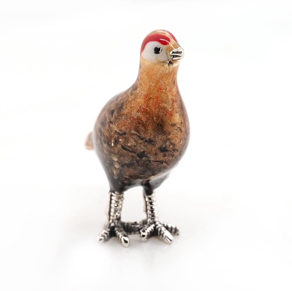 Ogden Of Harrogate Silverware Homewares Gifts Silver and Enamel Mini Grouse Ornament