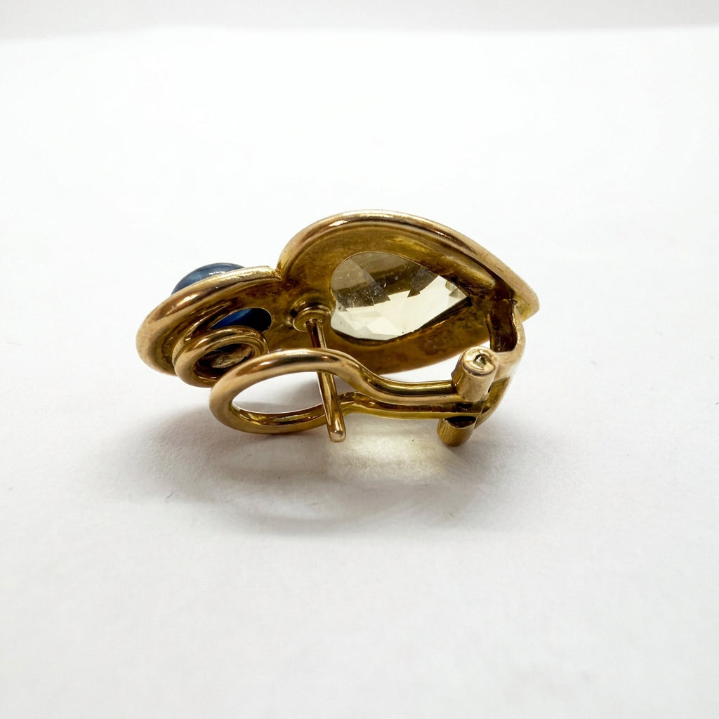 Ogden Of Harrogate Vintage Jewellery A Pair of Citrine Heart Ear Clips in 9ct Yellow Gold