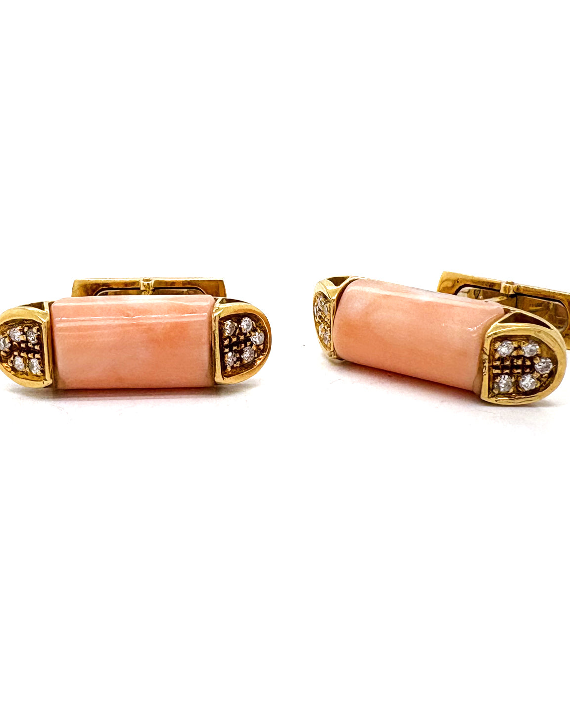 Ogden Of Harrogate Vintage Jewellery A Pair of Vintage Coral and Diamond Cufflinks