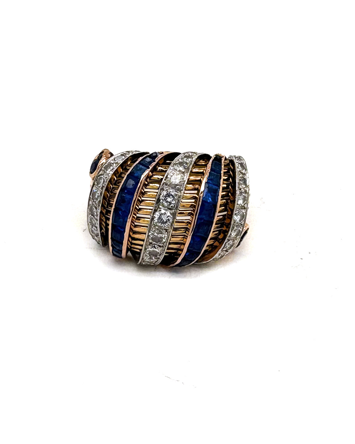 Ogden Of Harrogate Vintage Jewellery A Sapphire and Diamond 18 ct Gold Cocktail Ring Circa 1950s