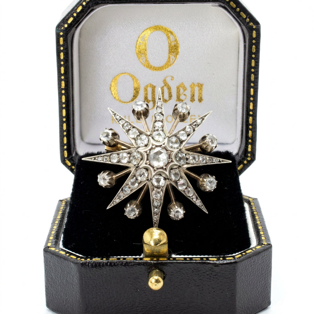 Ogden Of Harrogate Vintage Jewellery A Silver And Gold Diamond Set Star Brooch