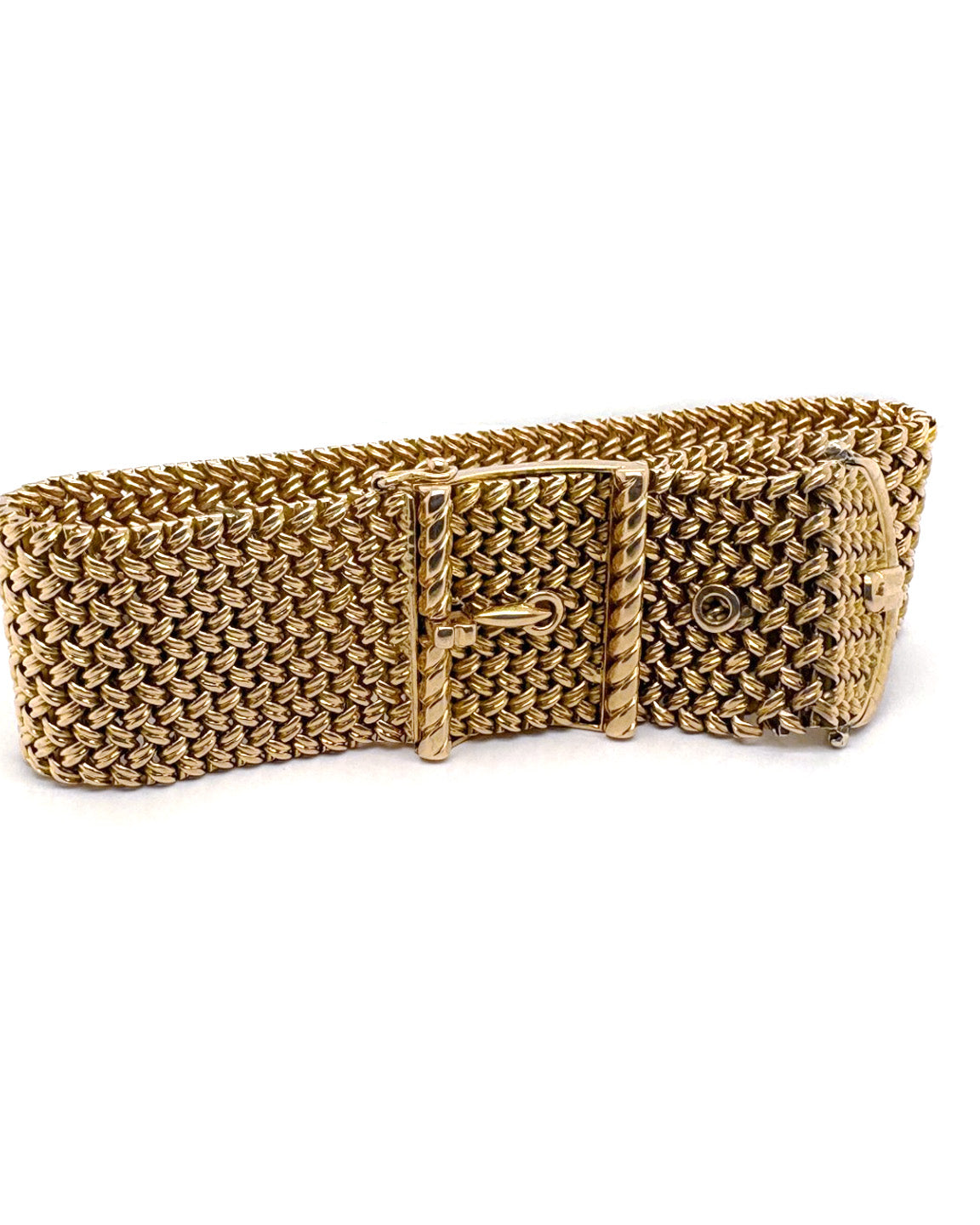 Ogden Of Harrogate Vintage Jewellery A Vintage Gold Mesh Strap Buckle Bracelet
