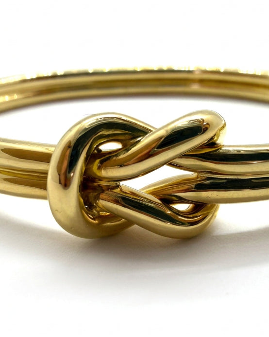 Ogden Of Harrogate Vintage Jewellery Knot Style Bangle with Safety Catch in 18ct Yellow Gold
