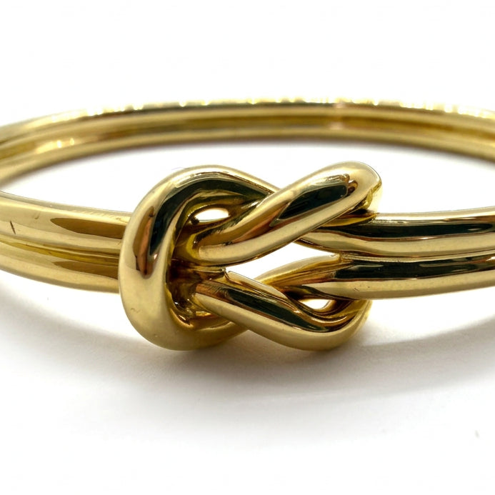 Ogden Of Harrogate Vintage Jewellery Knot Style Bangle with Safety Catch in 18ct Yellow Gold