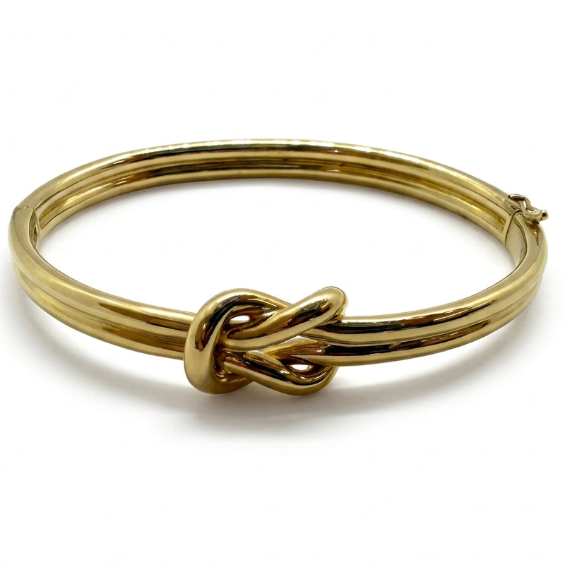 Ogden Of Harrogate Vintage Jewellery Knot Style Bangle with Safety Catch in 18ct Yellow Gold