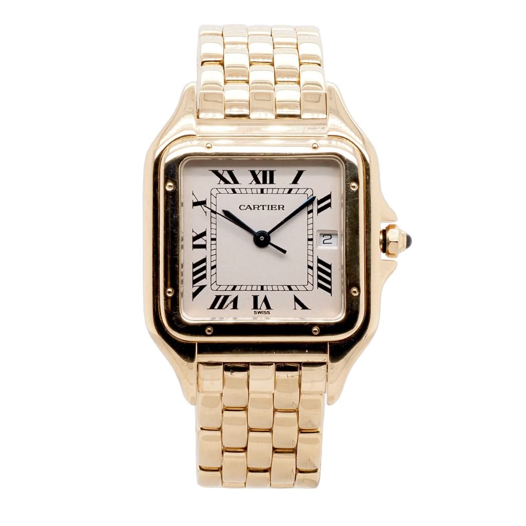 Ogden Vintage Watches Luxury Watch Cartier 18ct Gold Panthère Medium Model Quartz Date Bracelet Watch 1060
