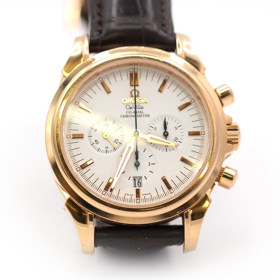 Ogden Vintage Watches Luxury Watch Omega De Ville Gents Chronograph Watch (2004) — Complete with Box, Papers & Spare Strap