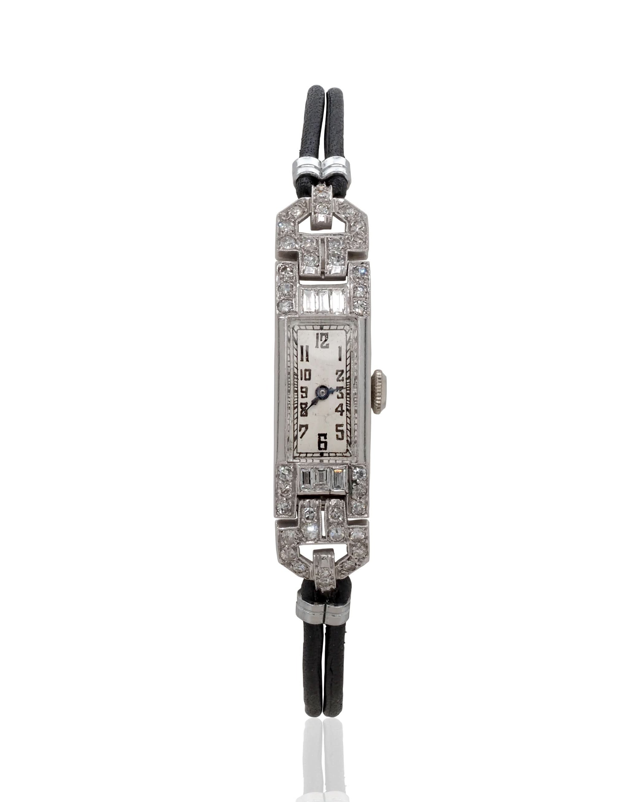 Ogden Vintage Watches Ogden Vintage Watch Ladies Art Deco Platinum and Diamond-Set Cocktail Watch