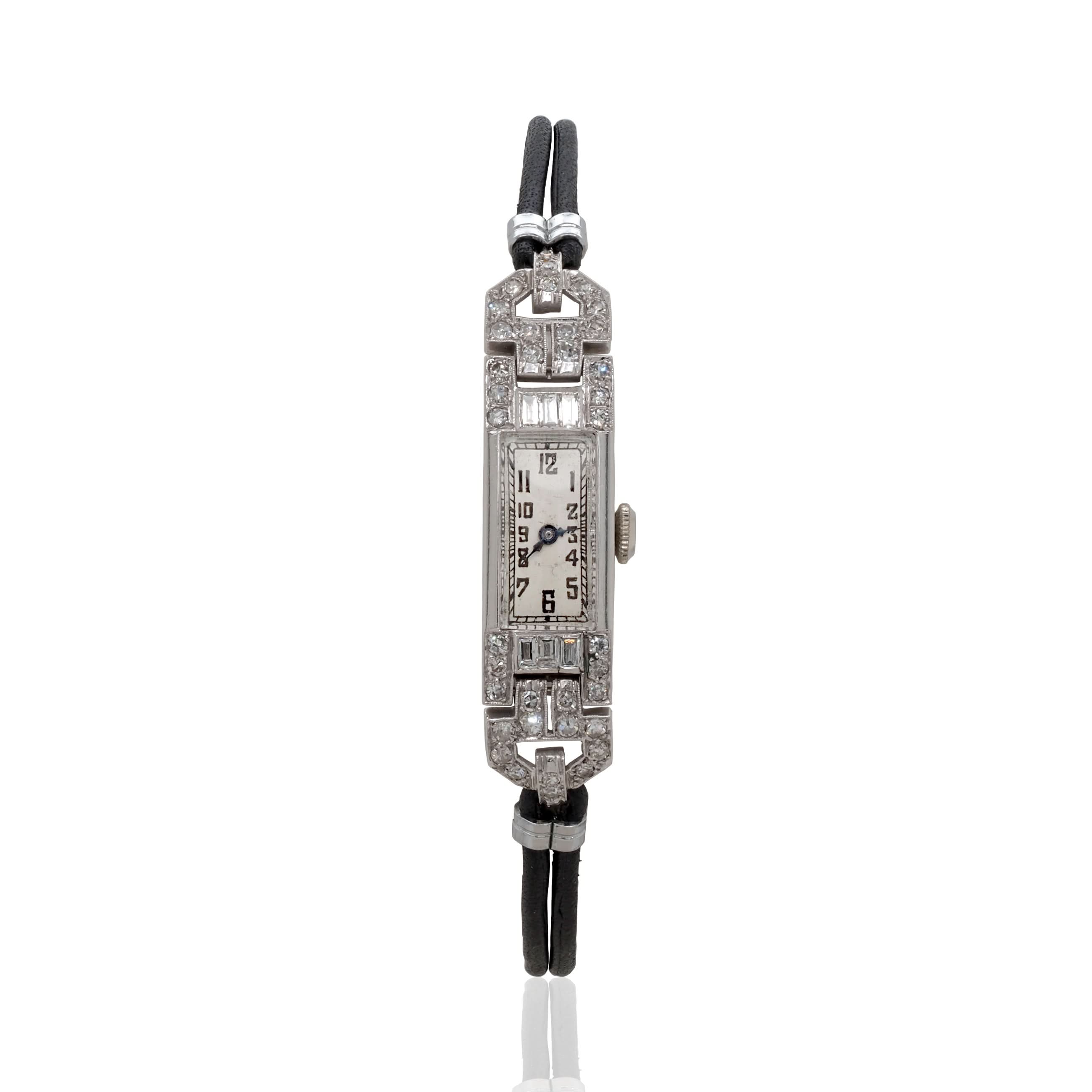 Ogden Vintage Watches Ogden Vintage Watch Ladies Art Deco Platinum and Diamond-Set Cocktail Watch