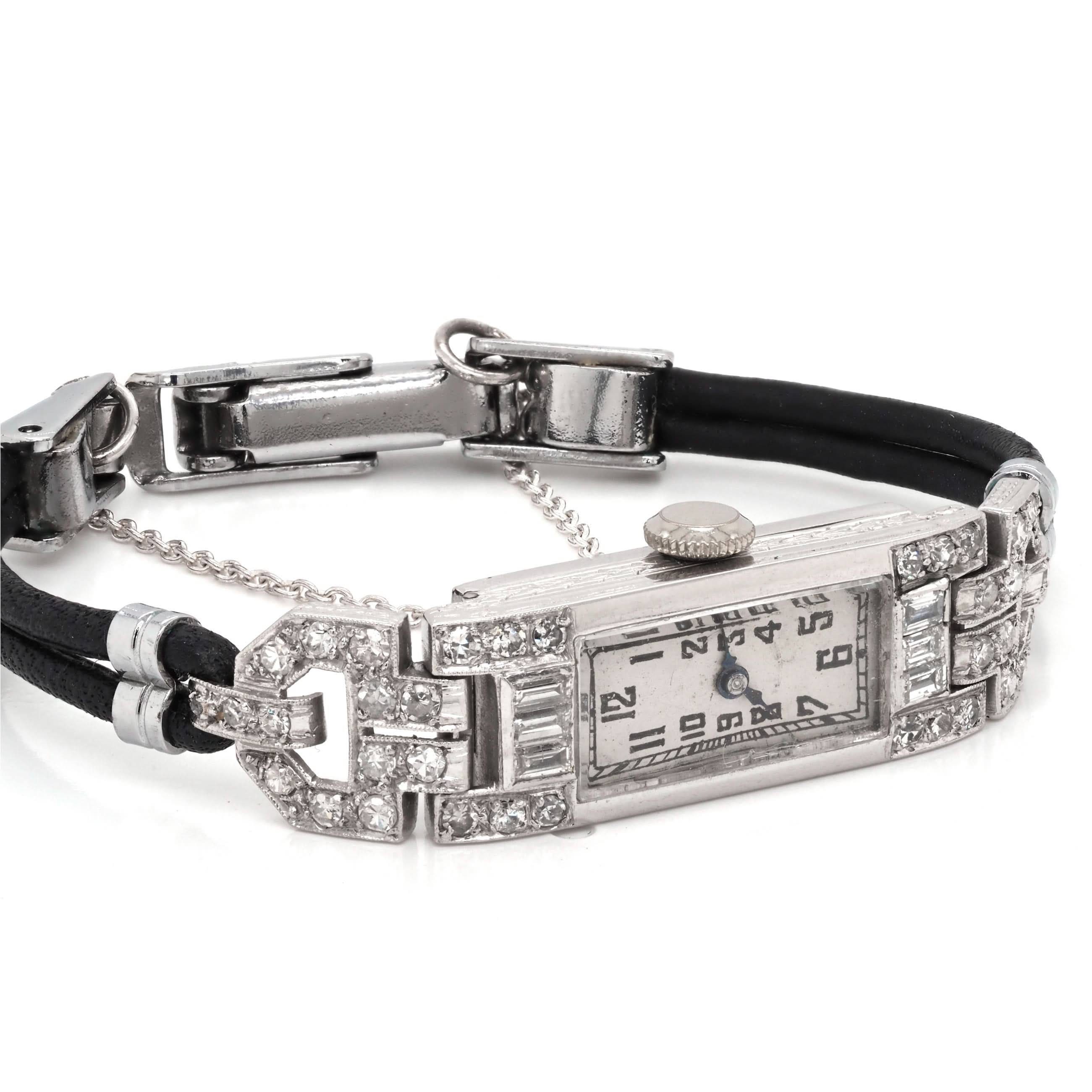 Ogden Vintage Watches Ogden Vintage Watch Ladies Art Deco Platinum and Diamond-Set Cocktail Watch