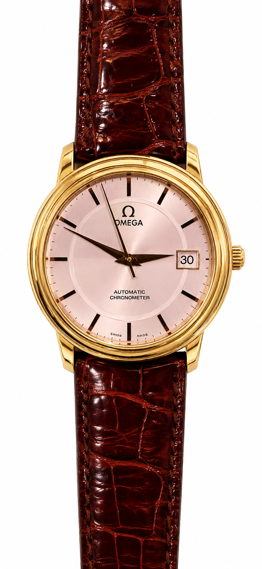 Omega Luxury Watch Omega DeVille 18ct Yellow Gold Automatic with Omega Strap and Gold Plated Omega Buckle