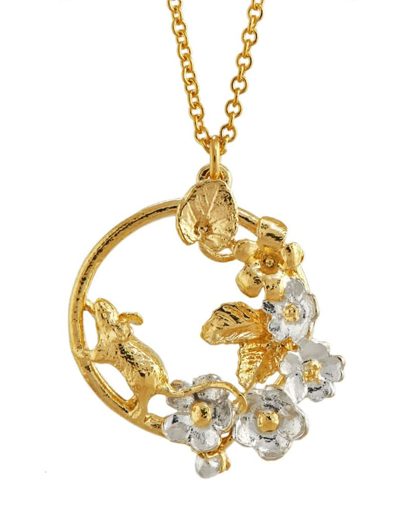 Alex Monroe Jewellery Alex Monroe Mouse in the Strawberry Garden Necklace