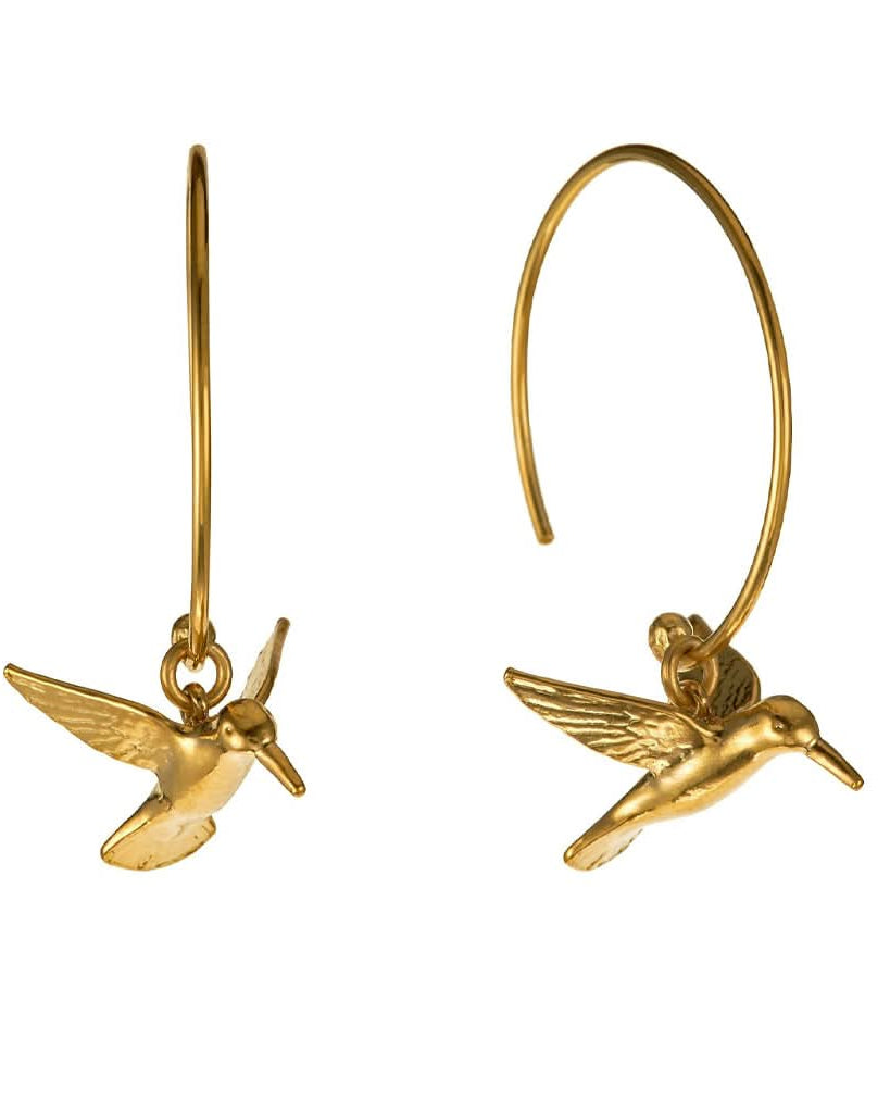Alex Monroe Jewellery Gold-Plated Alex Monroe Hummingbird Hoop Earrings