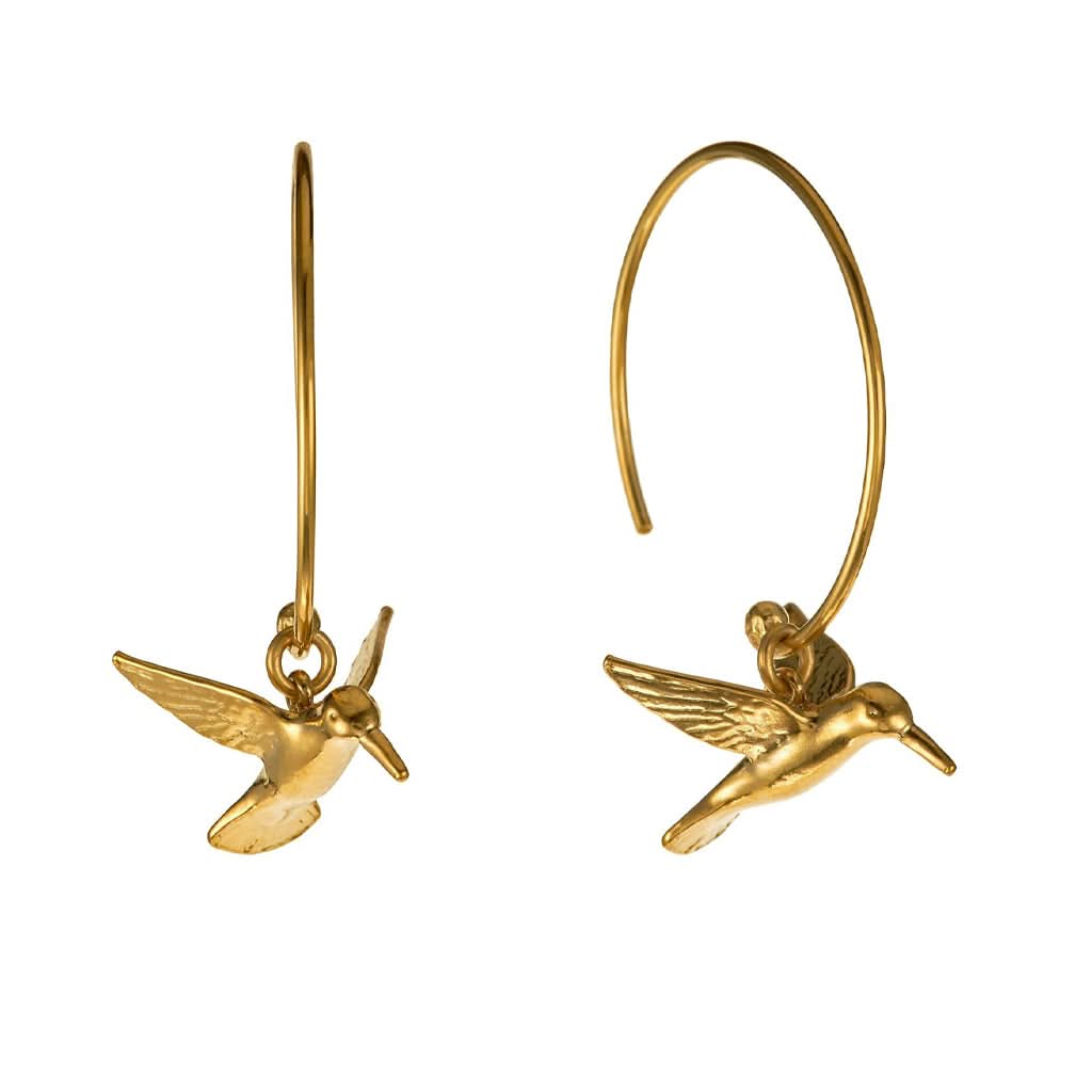 Alex Monroe Jewellery Gold-Plated Alex Monroe Hummingbird Hoop Earrings