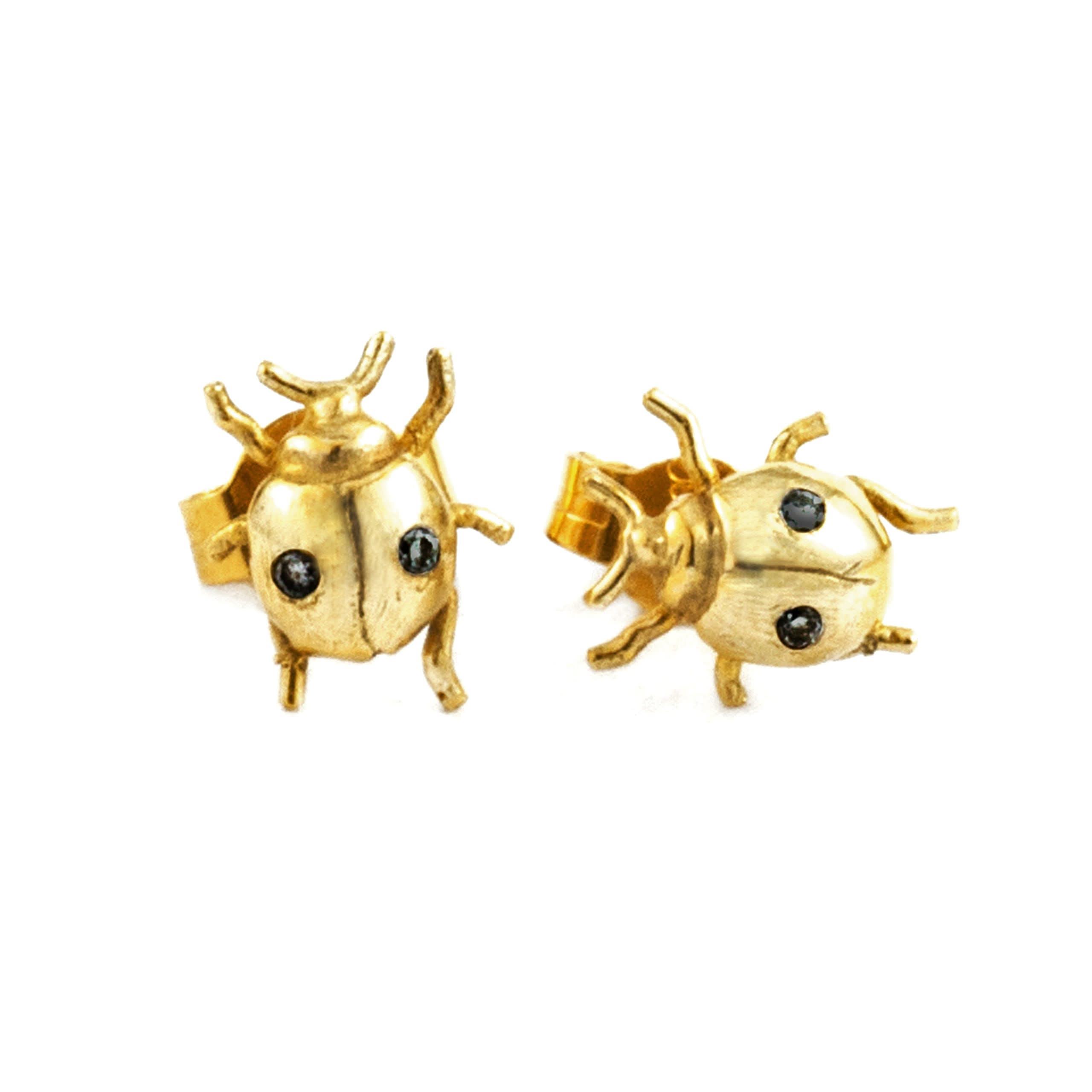Alex Monroe Jewellery Gold-Plated Alex Monroe Ladybird Stud Earrings