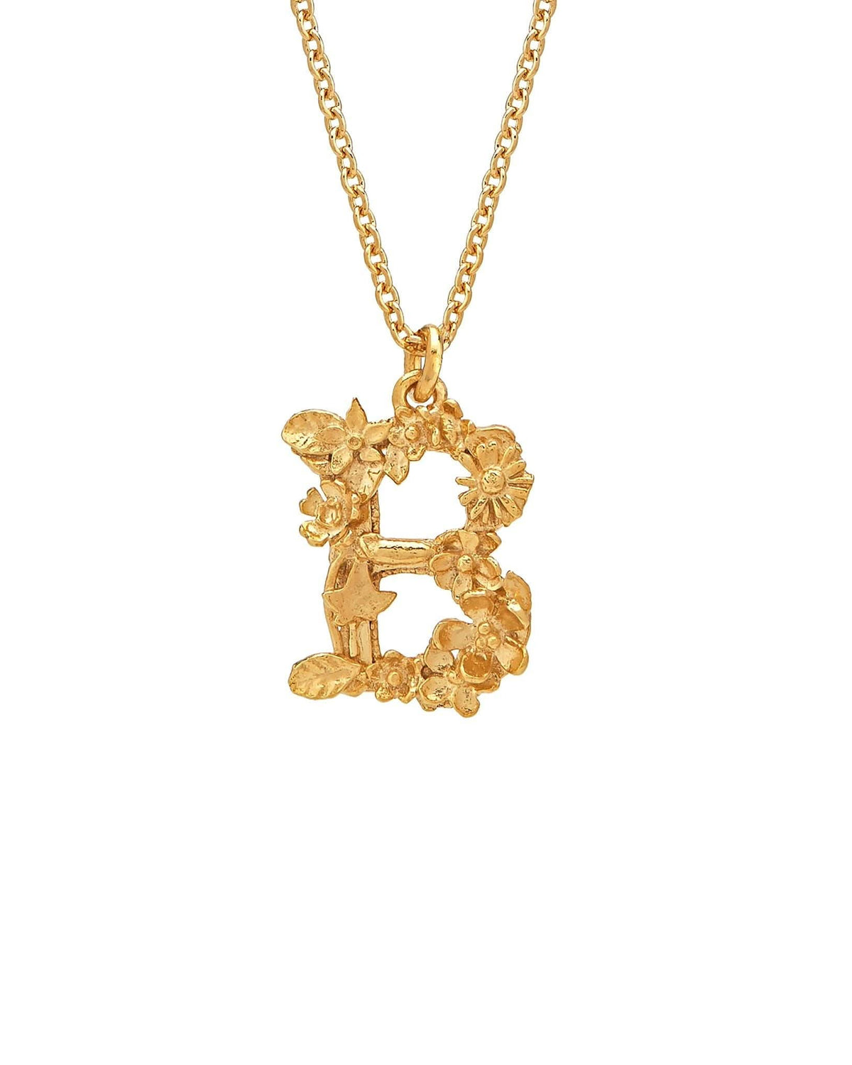 Alex Monroe Jewellery Gold Plated Silver Alex Monroe Floral Letter B Necklace