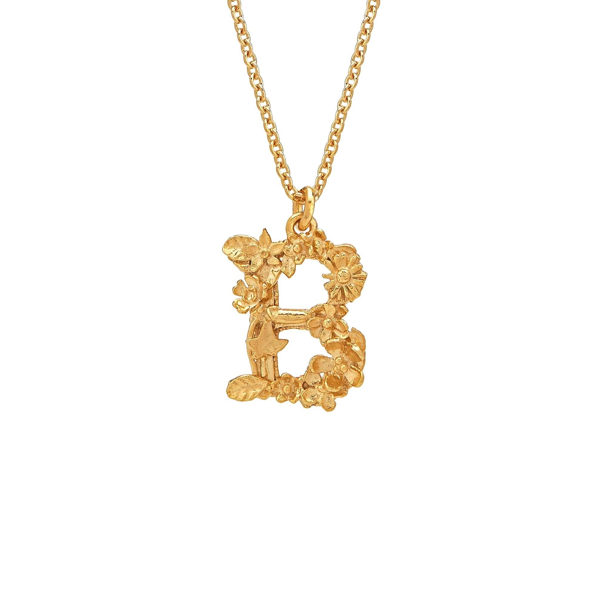 Alex Monroe Jewellery Gold Plated Silver Alex Monroe Floral Letter B Necklace