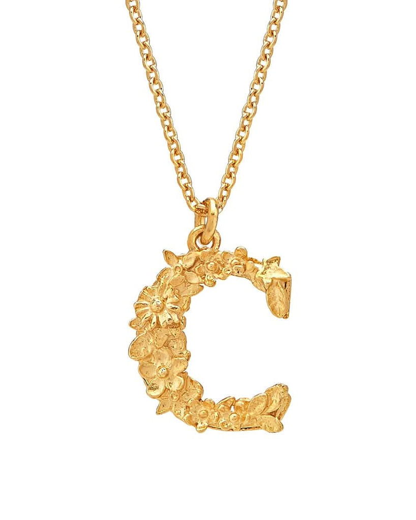 Alex Monroe Jewellery Gold Plated Silver Alex Monroe Floral Letter C Necklace