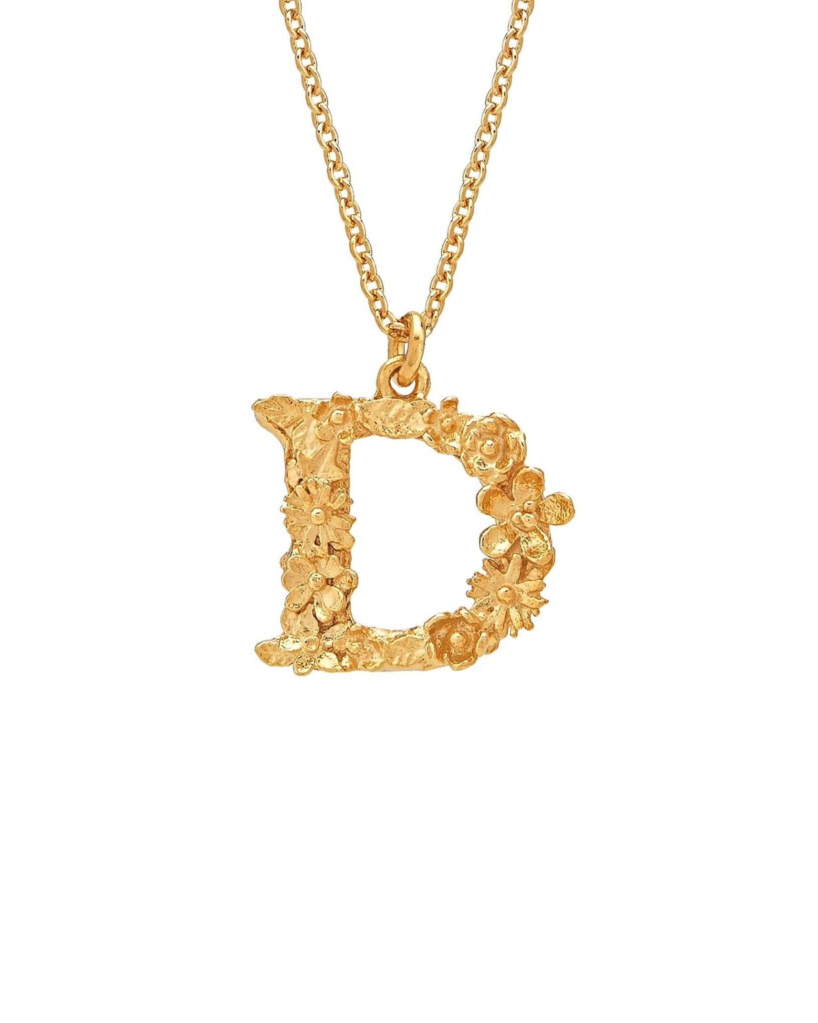 Alex Monroe Jewellery Gold Plated Silver Alex Monroe Floral Letter D Necklace