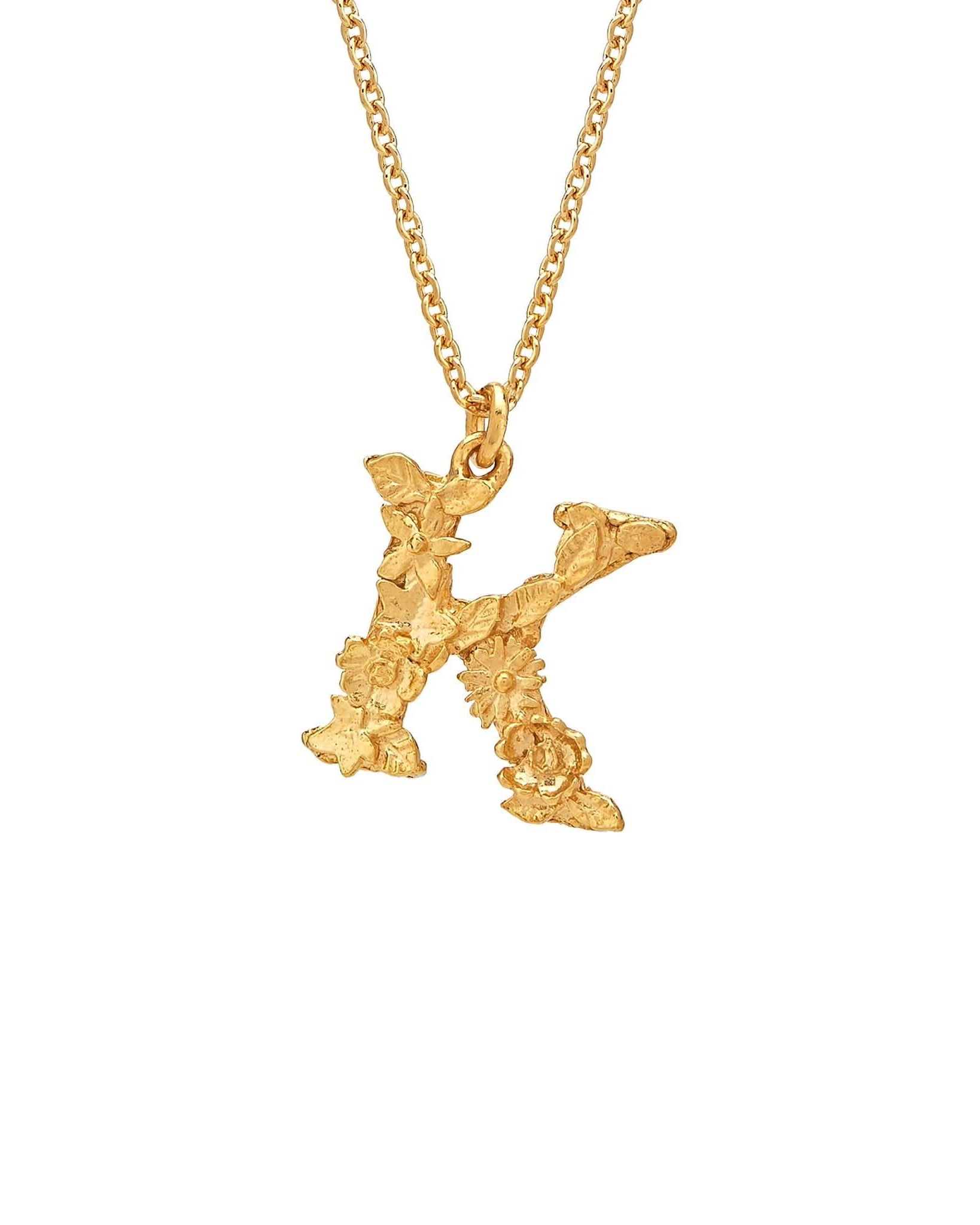 Alex Monroe Jewellery Gold Plated Silver Alex Monroe Floral Letter K Necklace