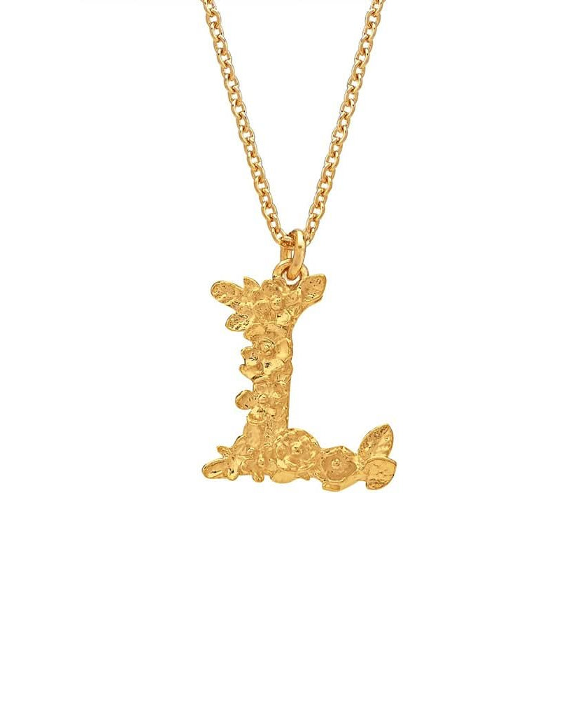 Alex Monroe Jewellery Gold Plated Silver Alex Monroe Floral Letter L Necklace
