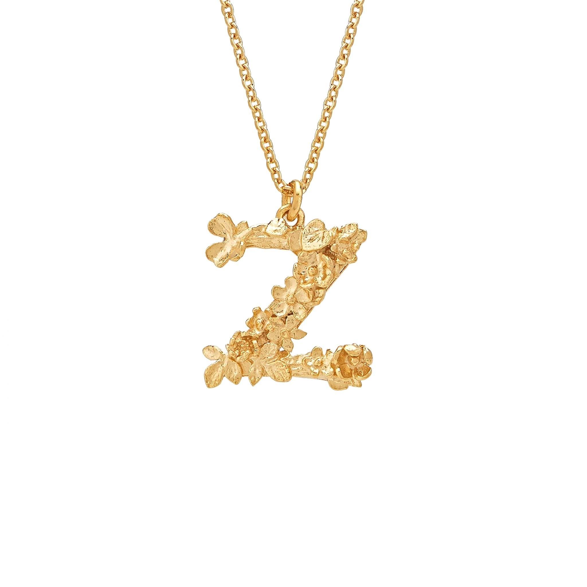 Alex Monroe Jewellery Gold Plated Silver Alex Monroe Floral Letter Z Necklace