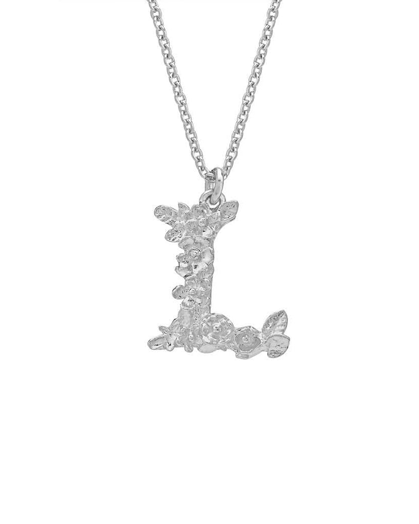 Alex Monroe Jewellery Silver Alex Monroe Floral Letter L Necklace