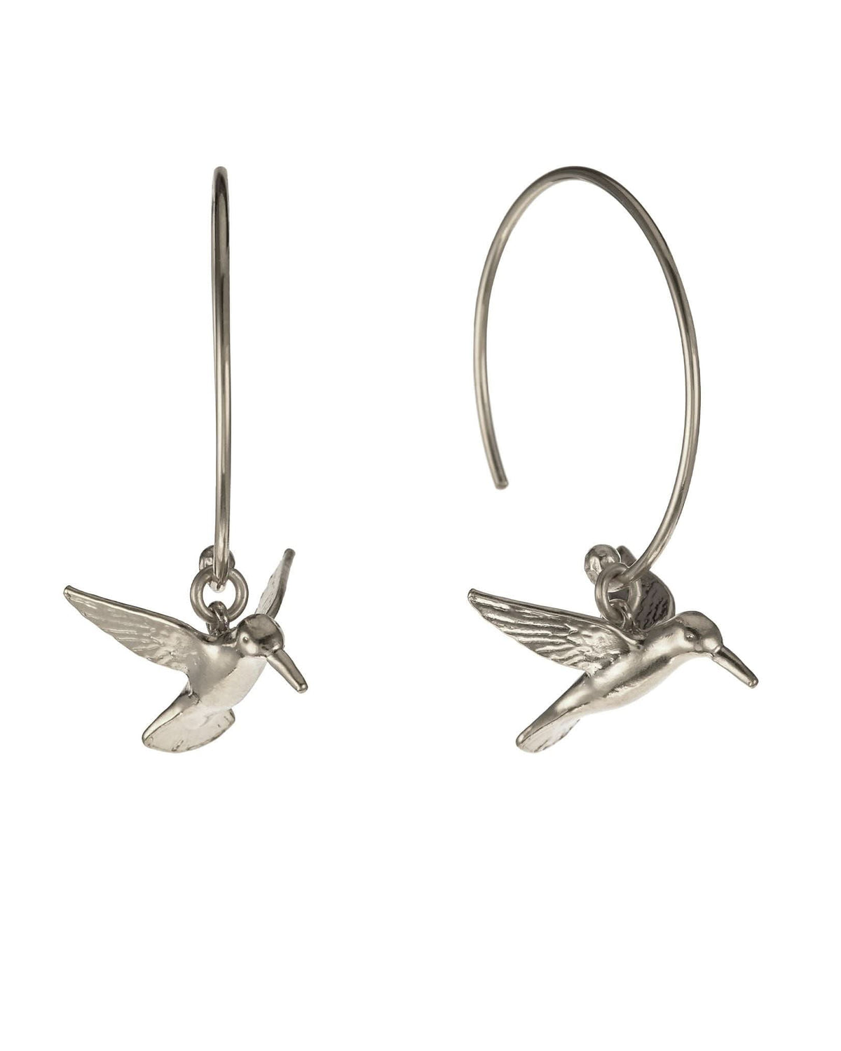 Alex Monroe Jewellery Silver Alex Monroe Hummingbird Hoop Earrings