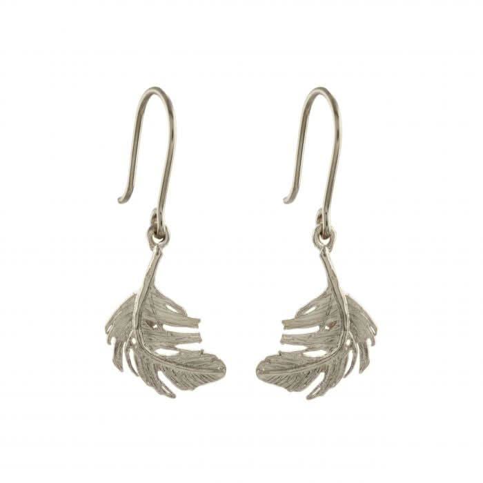Alex Monroe Jewellery Silver Alex Monroe Little Feather Hook Earrings