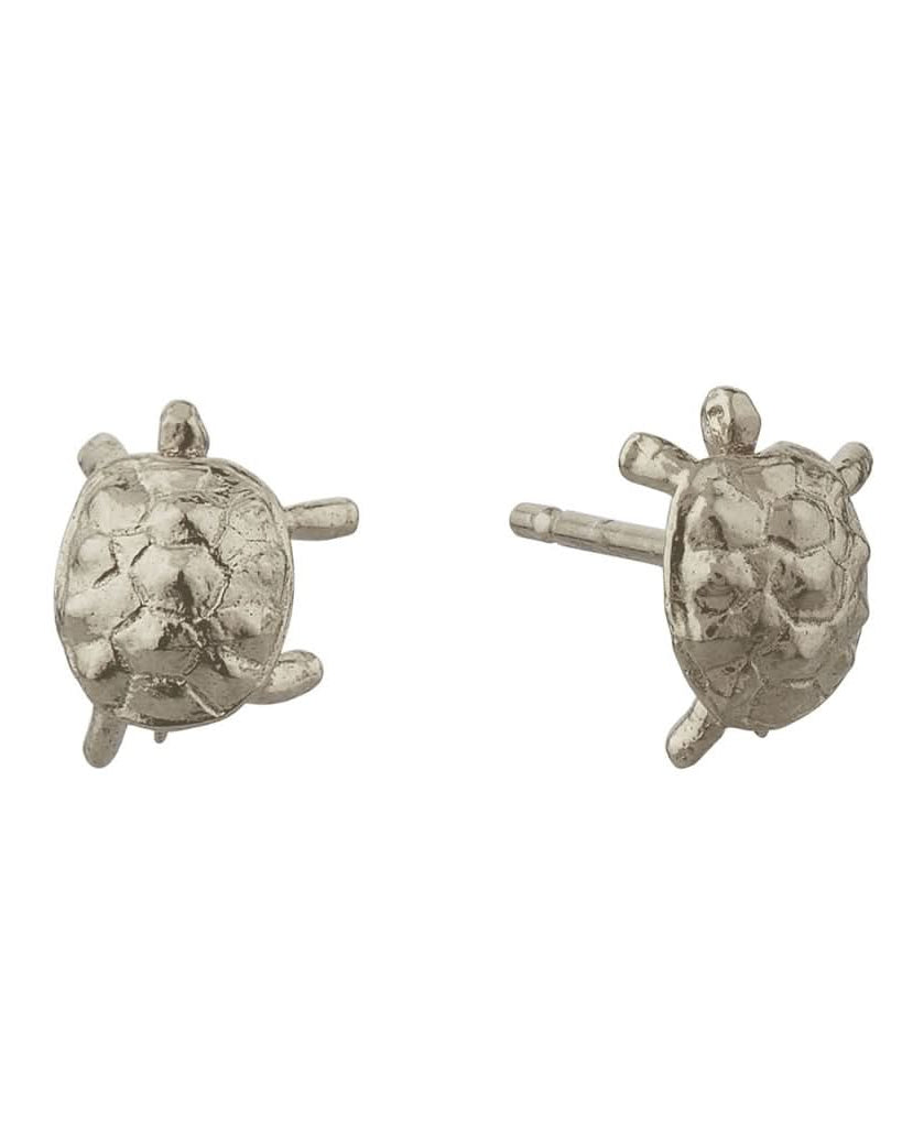 Alex Monroe Jewellery Silver Alex Monroe Racing Tortoise Stud Earrings