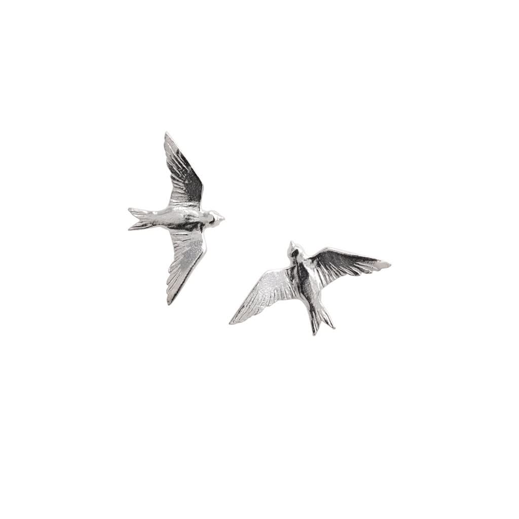 Alex Monroe Jewellery Silver Alex Monroe Silver Swallow Stud Earrings