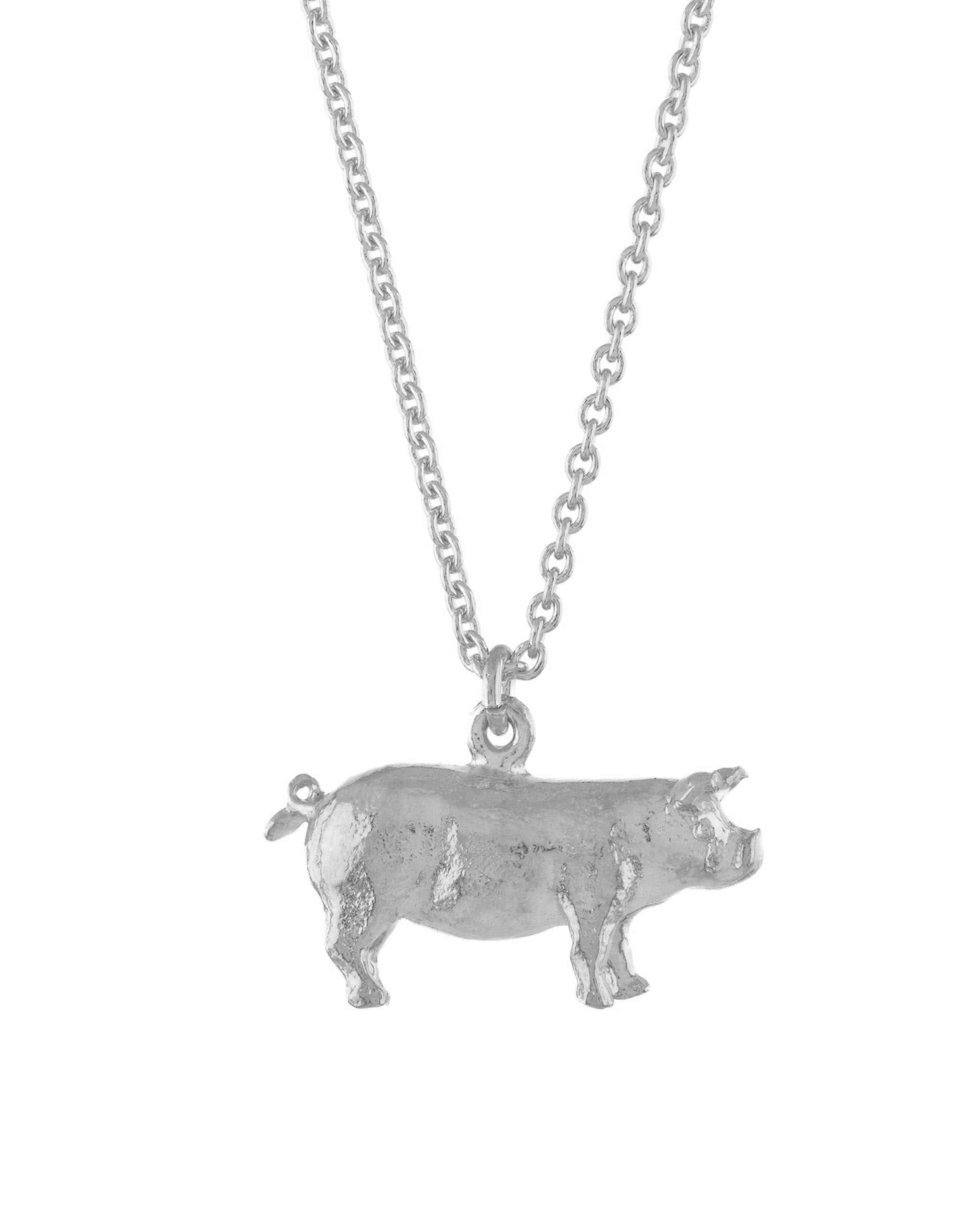 Alex Monroe Jewellery Silver Suffolk Pig Necklace