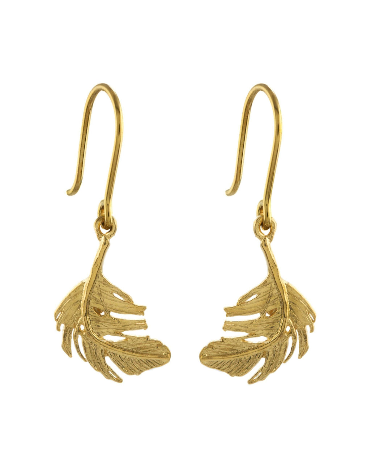 Alex Monroe Jewellery Yellow Gold Plated Alex Monroe Little Feather Hook Earrings