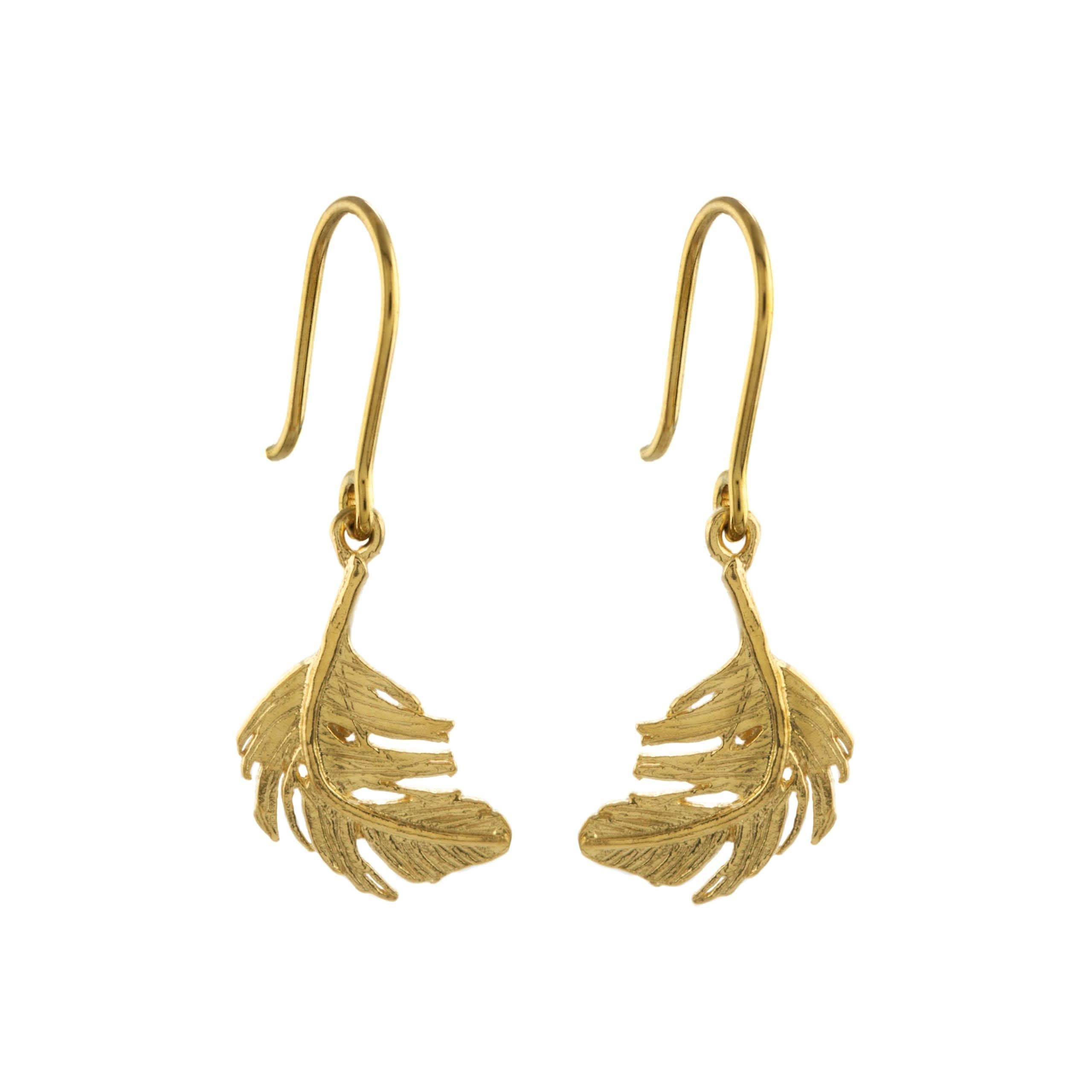 Alex Monroe Jewellery Yellow Gold Plated Alex Monroe Little Feather Hook Earrings