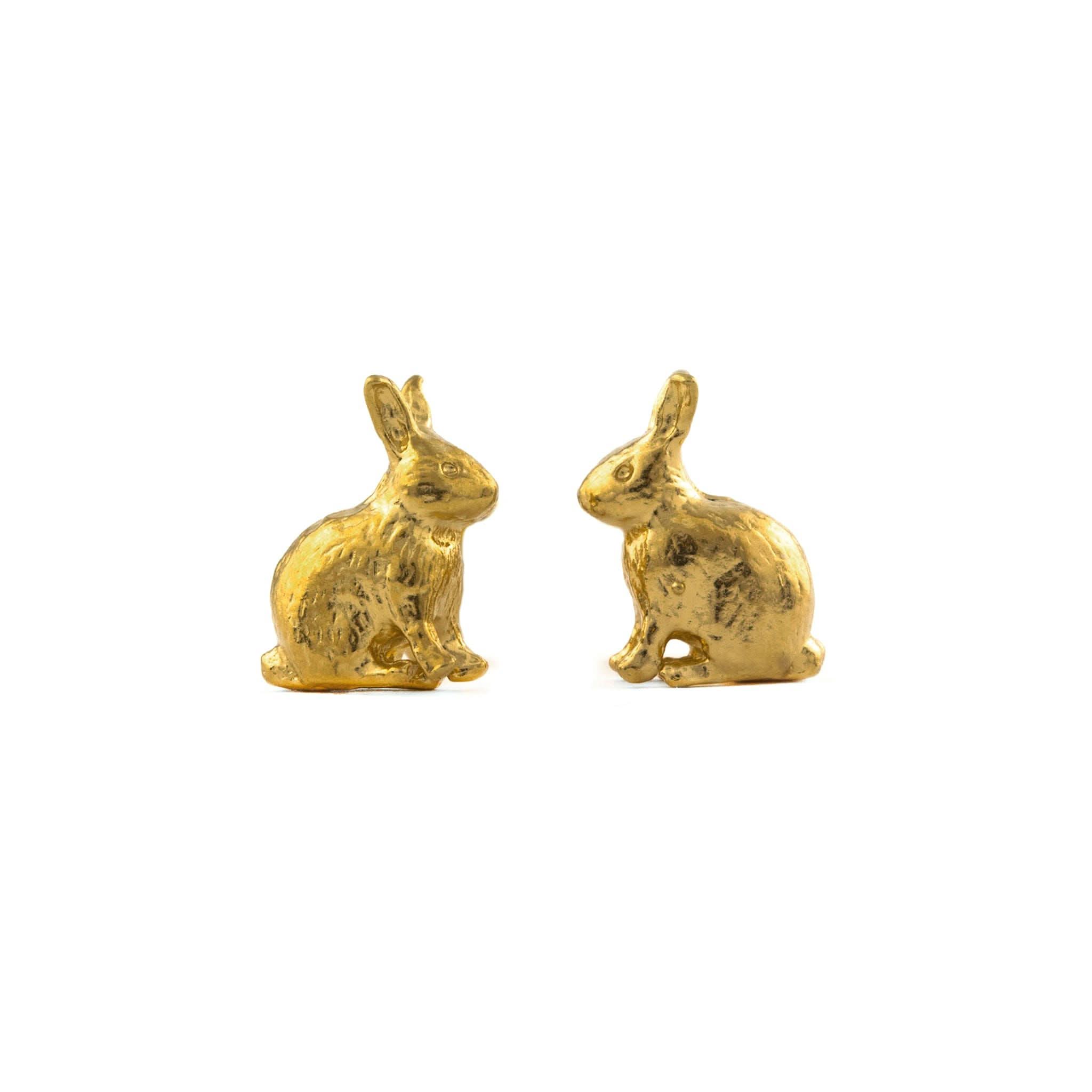 Alex Monroe Jewellery Yellow Gold Plated Alex Monroe Sitting Bunny Stud Earrings