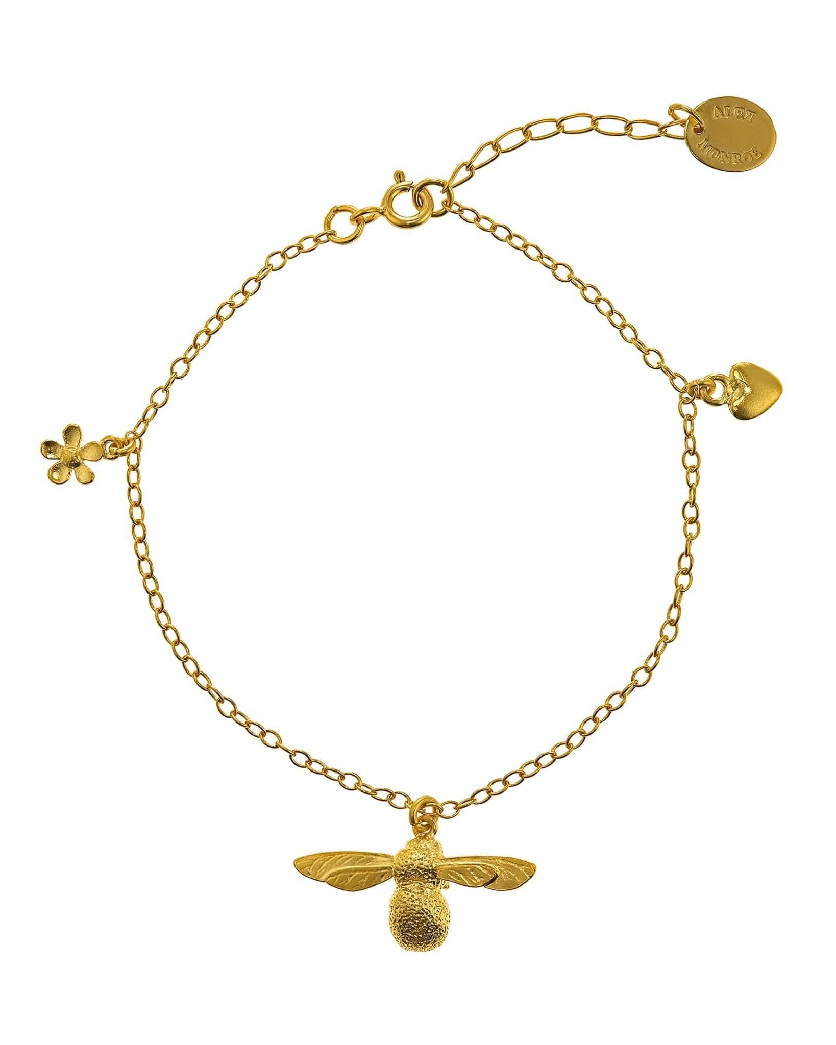 Alex Monroe Jewellery Yellow Gold Plated Baby Bee Bracelet