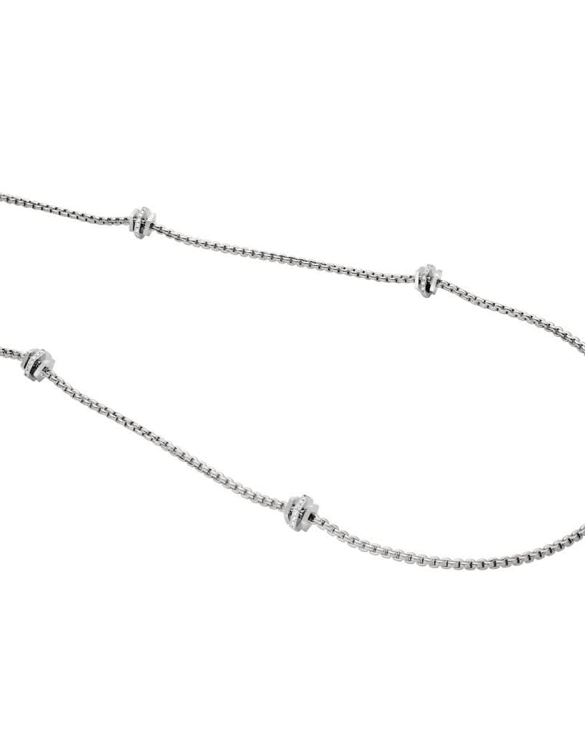 FOPE Designer Jewellery FOPE 18ct White Gold Eka Tiny Long Necklace with White Gold and Diamond Rondels 754C BBR100