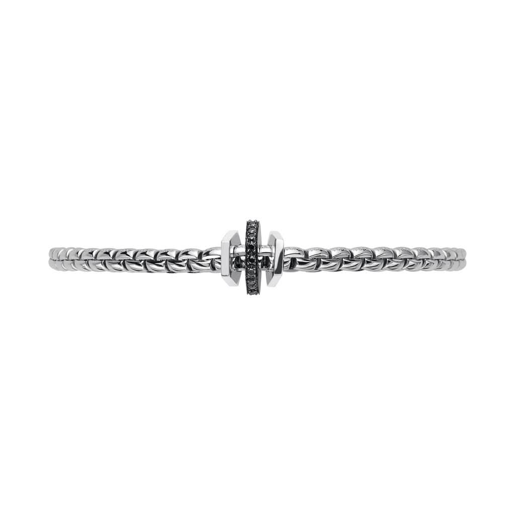 FOPE Designer Jewellery FOPE 18ct White Gold Flex’it Eka Tiny Bracelet with Rondels and Black Diamonds 754B BBR1